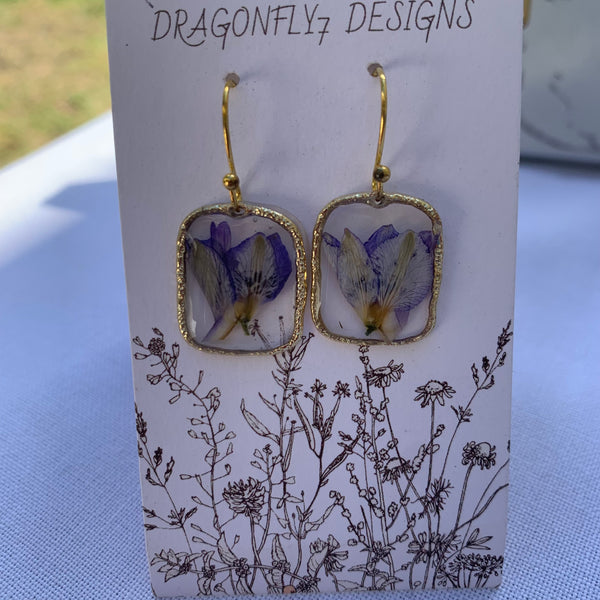 Purple Flower Earrings