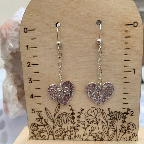 Heartful Earrings in Fine Silver