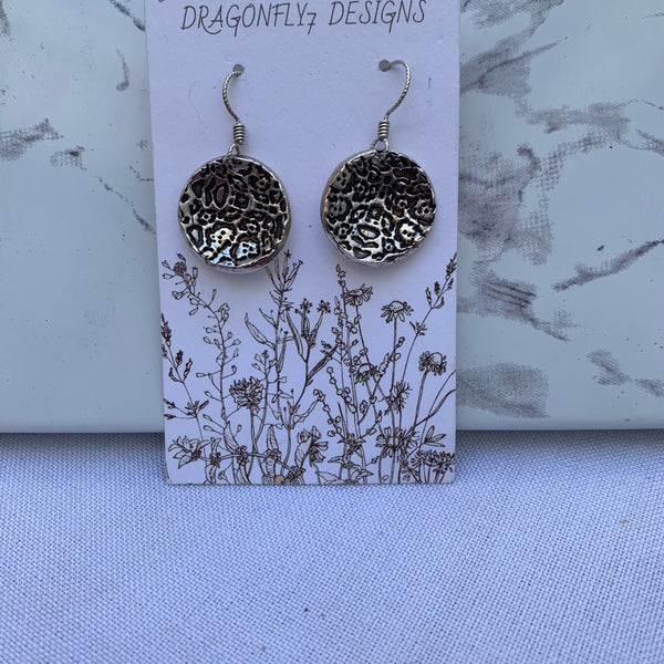 Organic Round Earrings Fine Silver