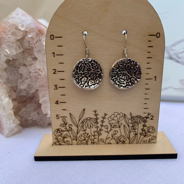 Organic Round Earrings Fine Silver