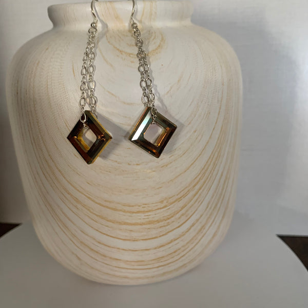 Swarovski Crystal Copper Open Frame Earrings