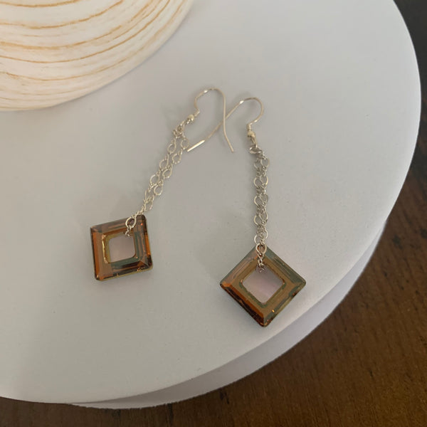 Swarovski Crystal Copper Open Frame Earrings
