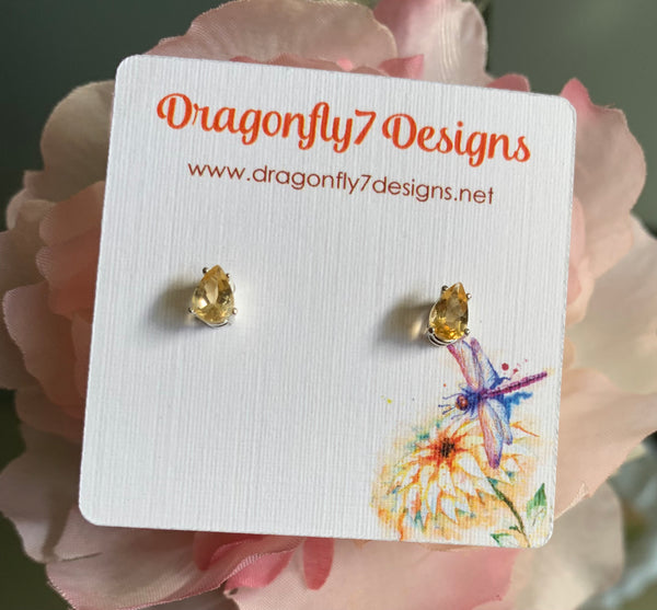 Dragonfly7 Designs Pear Shape Citrine Earrings