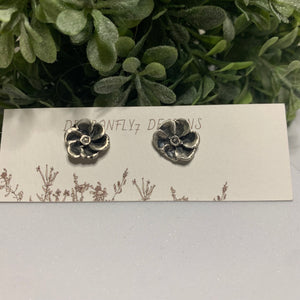 Pansy Earrings in Fine Silver