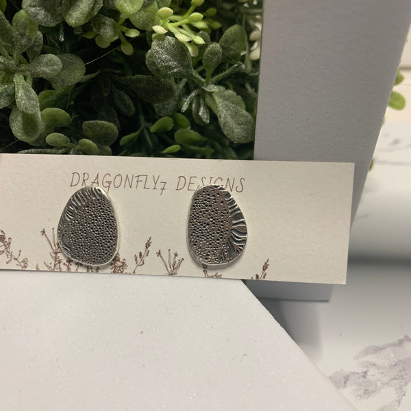 Organic Textured Earrings in Fine Silver