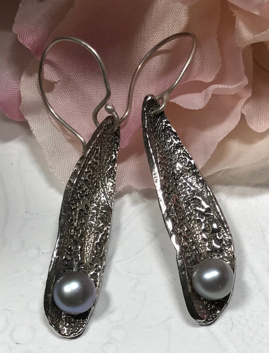 Pearl in a Pod Fine Silver  Earrings