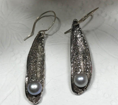 Pearl in a Pod Fine Silver  Earrings