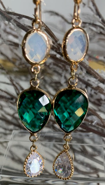 Eve Teardrop Emerald Cubic Zirconia Earrings