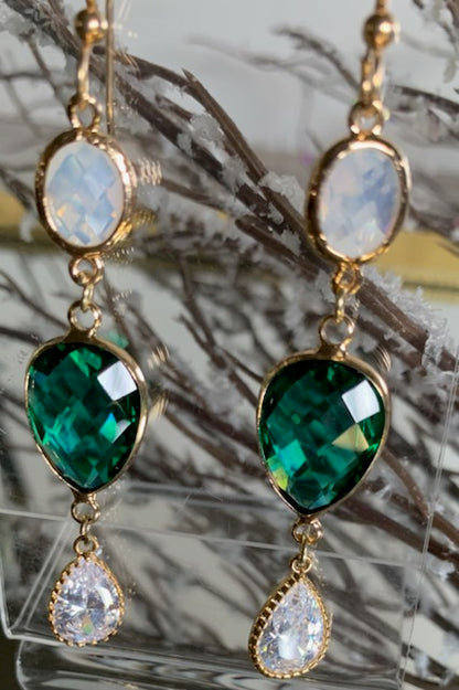Eve Teardrop Emerald Cubic Zirconia Earrings