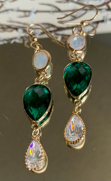 Eve Teardrop Emerald Cubic Zirconia Earrings