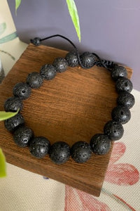 Polished Natural Lava Bead Adjustable Bracelet