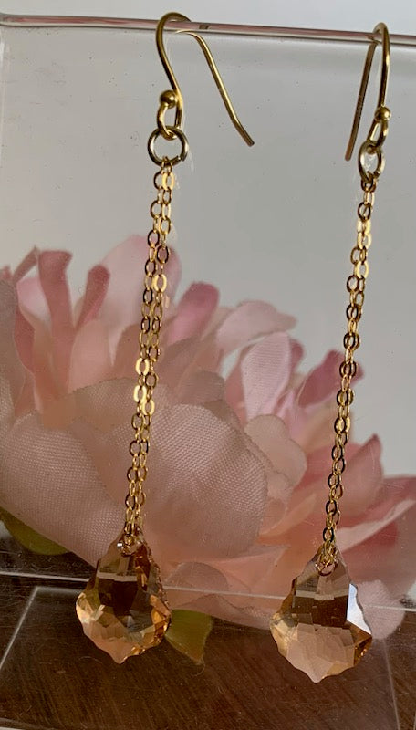 Gold Filled  Vintage Sas Light Colorado Crystal Earrings