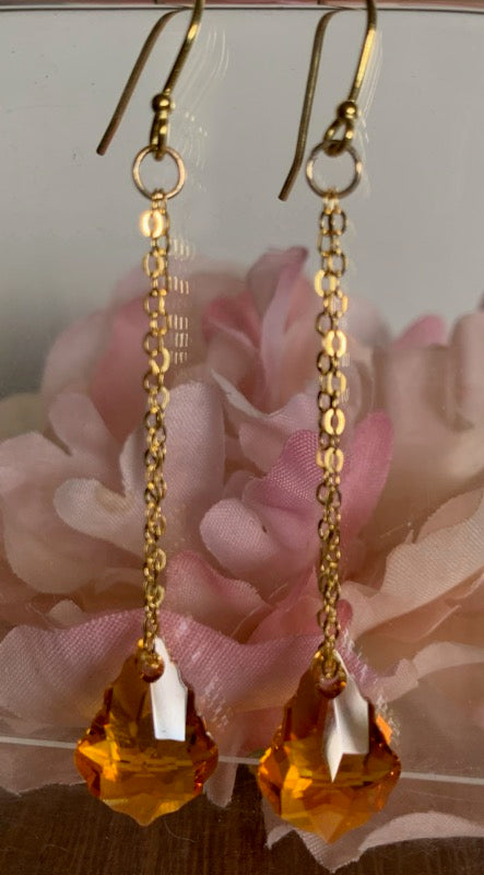 Gold Filled Vintage Sas Colorado Crystal Earrings