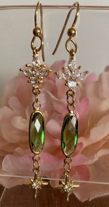 Kia Peridot Earrings with Bling