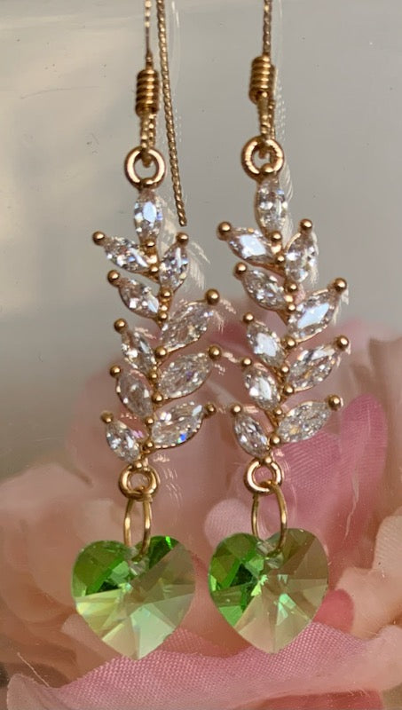 Peridot Crystal Earrings with Bling