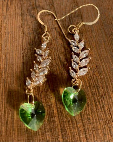 Peridot Crystal Earrings with Bling