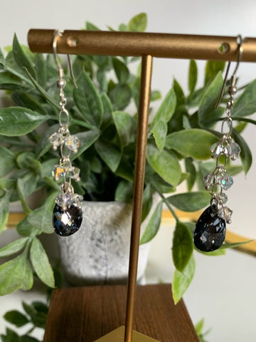 Evening Sparkle Smoke Crystal Earrings