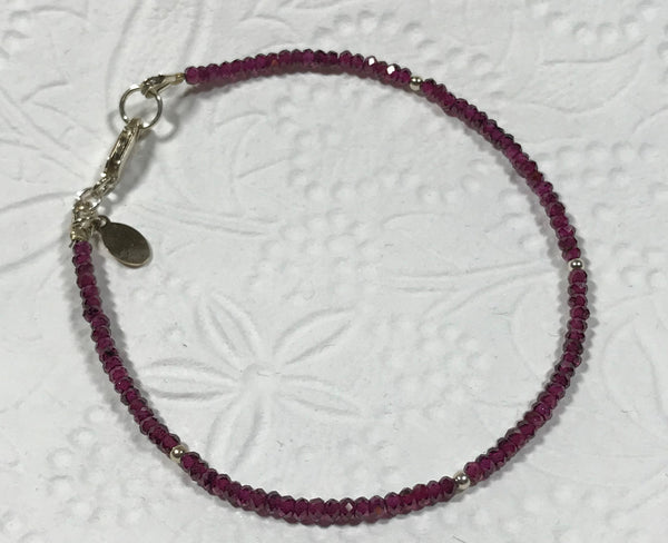 Dragonfly 7 Design Rhodolite Garnet Gemstone Bracelet