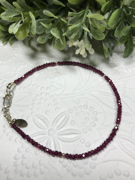 Dragonfly 7 Design Rhodolite Garnet Gemstone Bracelet