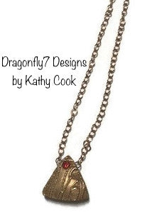 Dragonfly7 Design Goldie Bronze Textured Triangle with Fire Opal