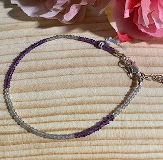 Labradorite, Amethyst and Sterling Silver Clasp Bracelet