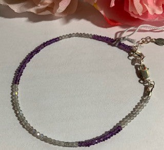 Labradorite, Amethyst and Sterling Silver Clasp Bracelet