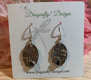 Dragonfly7 Design Fine Silver Deco Amethyst Earrings