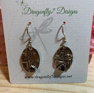 Dragonfly7 Design Fine Silver Deco Amethyst Earrings