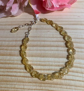 Dragonfly 7 Design Carved Citrine Bead Bracelet