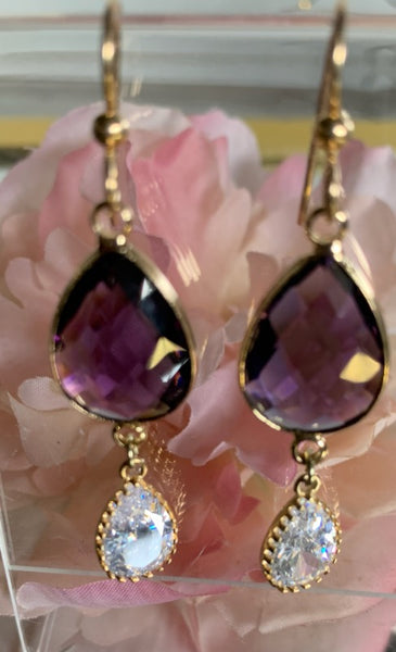 Amy Amethyst Bling Earrings