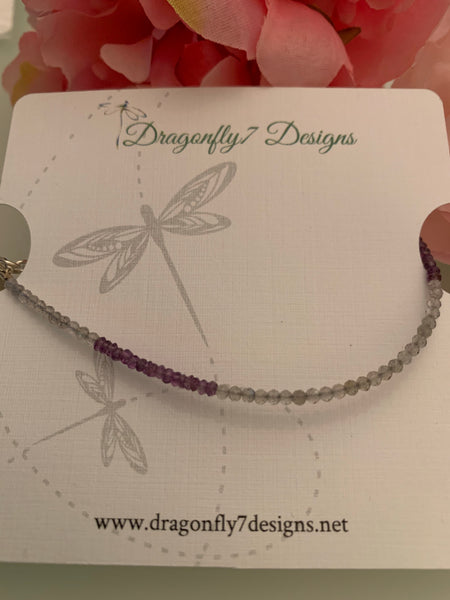 Labradorite, Amethyst and Sterling Silver Clasp Bracelet