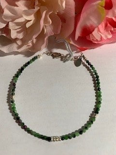 Dragonfly 7 Design Ruby Zoisite Bracelet