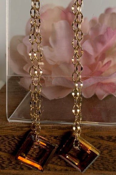 Gold Filled Vintage Crystal Copper Crystal Earrings